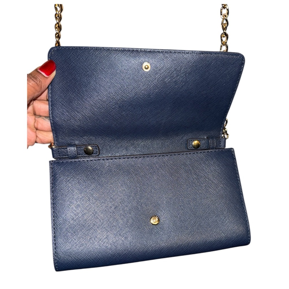 Michael Kors Dark Blue Clutch with Gold Chain - Picture 5 of 8